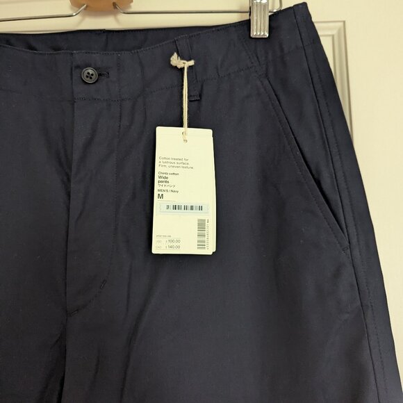 MUJI Labo Men's Navy Wide Leg Cotton Pants BRAND NEW WITH TAGS - Picture 3 of 6
